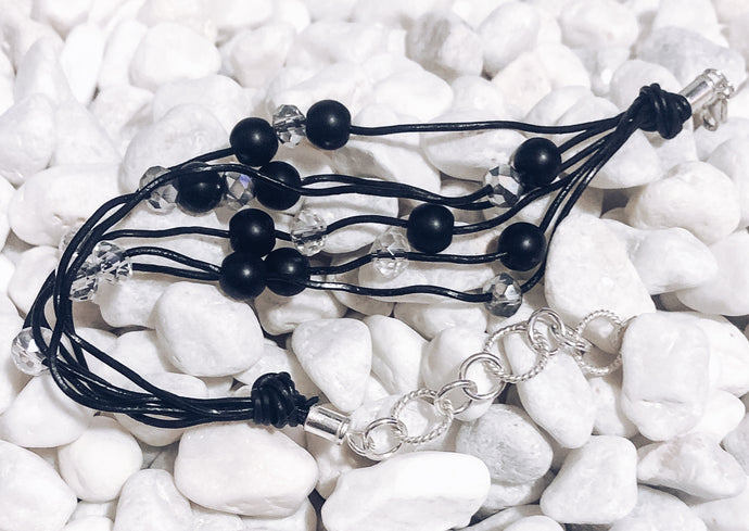 Onyx and Crystal on 925 Sterling Silver