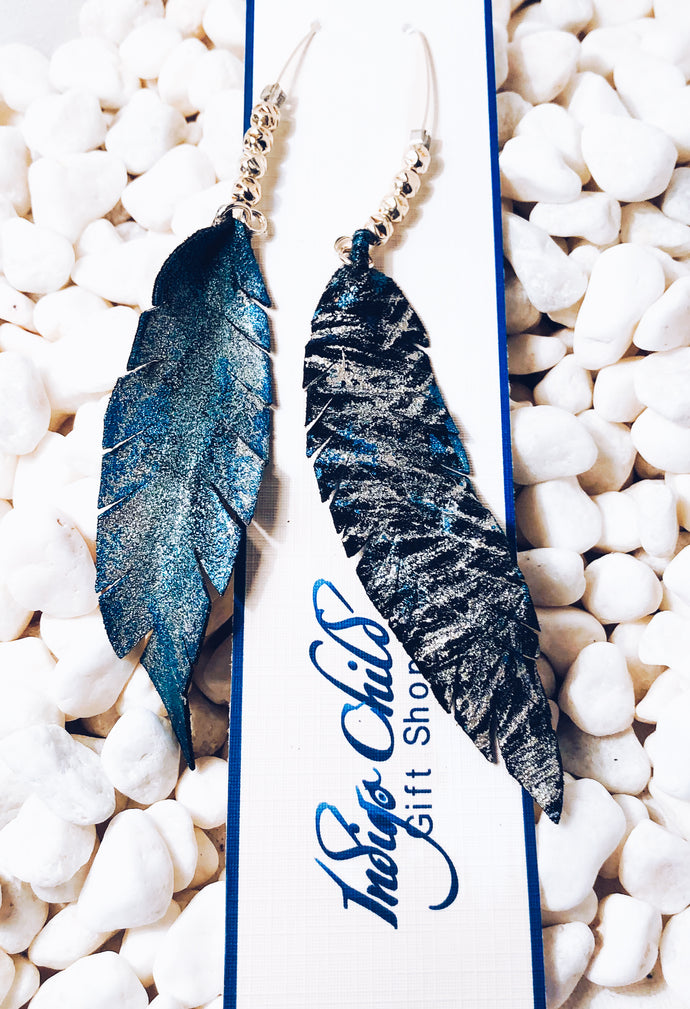 Achelois - Hand-Painted Suede Feather Dangle Earring