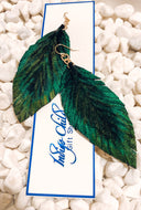 Gaia - Green Navy Gold - Hand-Painted Suede Leaf